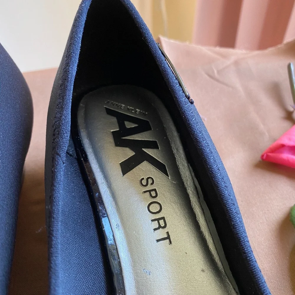 Anne Klein Sport Black Wedge Peep Toe Shoes